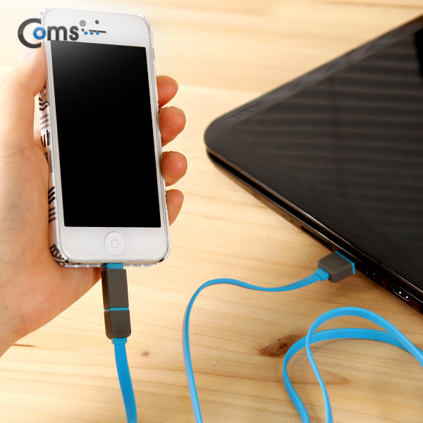 Coms 스마트폰 2in1 멀티 케이블 Micro USB(B) Blue