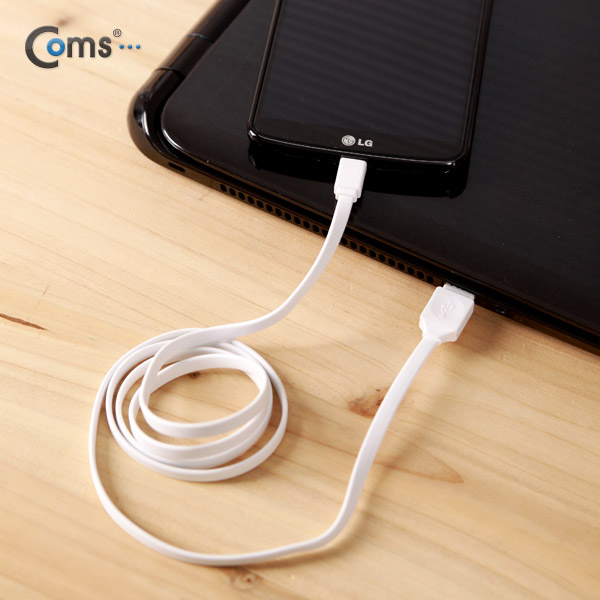 Coms USB/Micro USB(B) 충전,데이터 케이블 1M, 양면사용/흰색