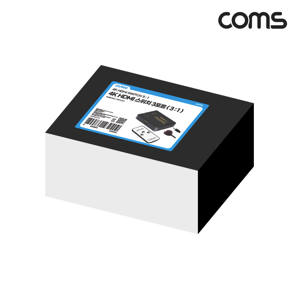 Coms HDMI 3:1 선택기 4K 60Hz 3입력 1출력 수동 스위치