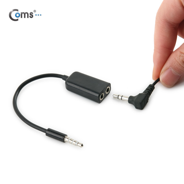 Coms 스테레오 젠더 Y형(3.5 M/Fx2), 10cm, Black/ST 2분배