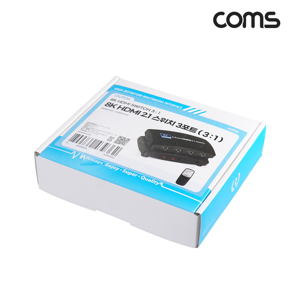 Coms HDMI 3:1 선택기 8K 60Hz 3입력 1출력 수동 스위치