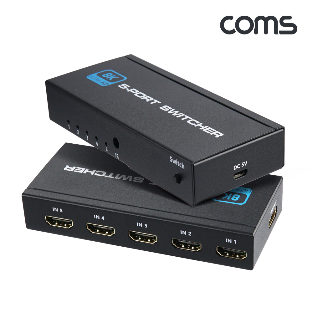 Coms HDMI 5:1 선택기 8K 60Hz 5입력 1출력 수동 스위치