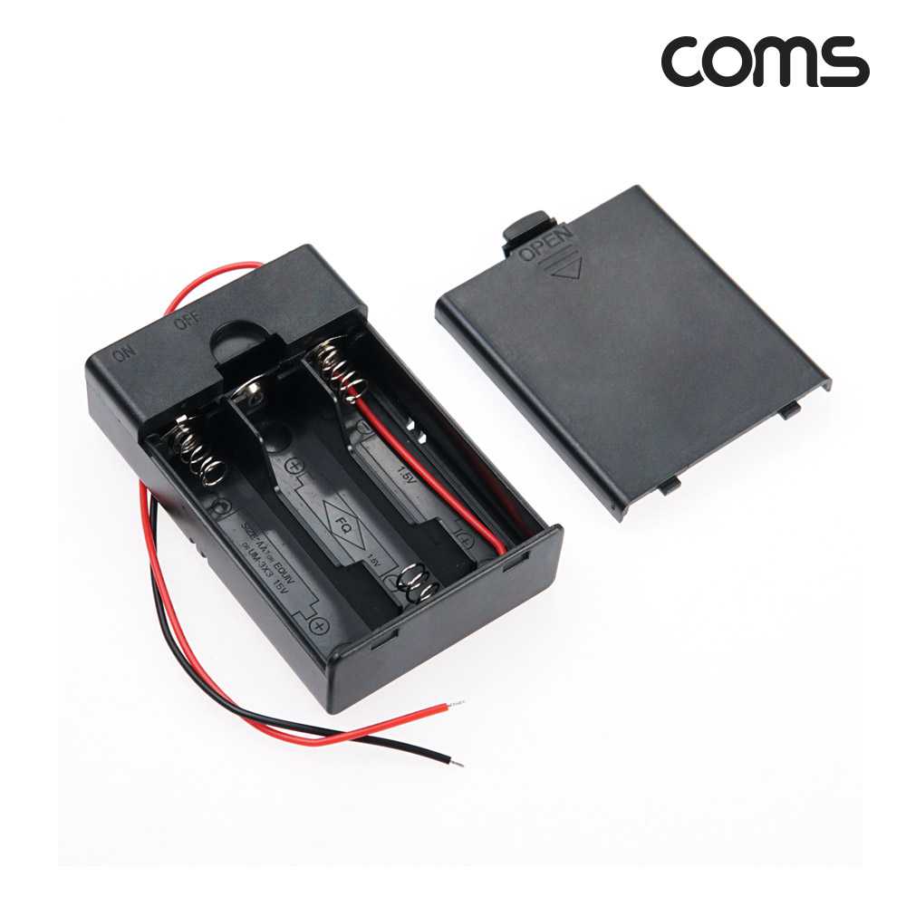 Coms 건전지 홀더 케이스 배터리 홀더 AA 3ea2선 전원 제작용 On/Off스위치