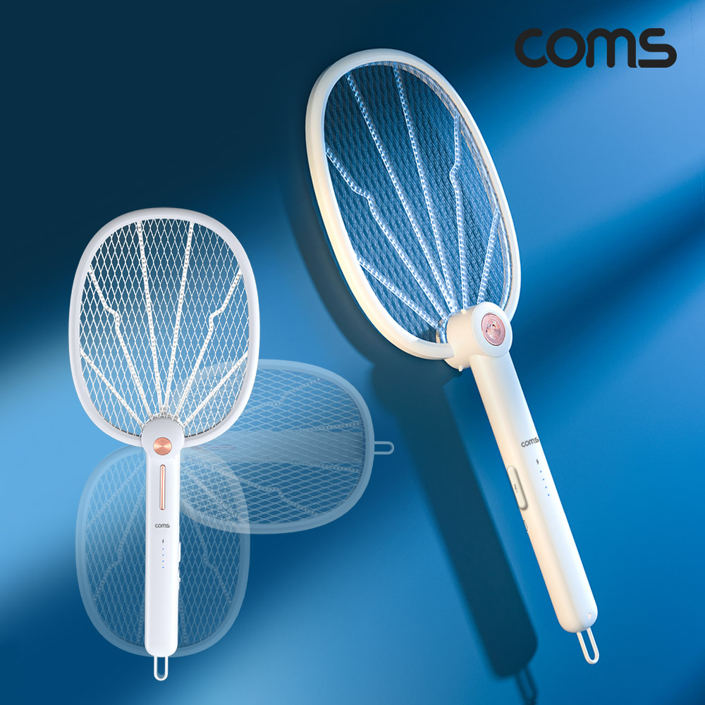 Coms 충전식 전기 모기채 해충 퇴치 전자 파리채 C타입 충전방식