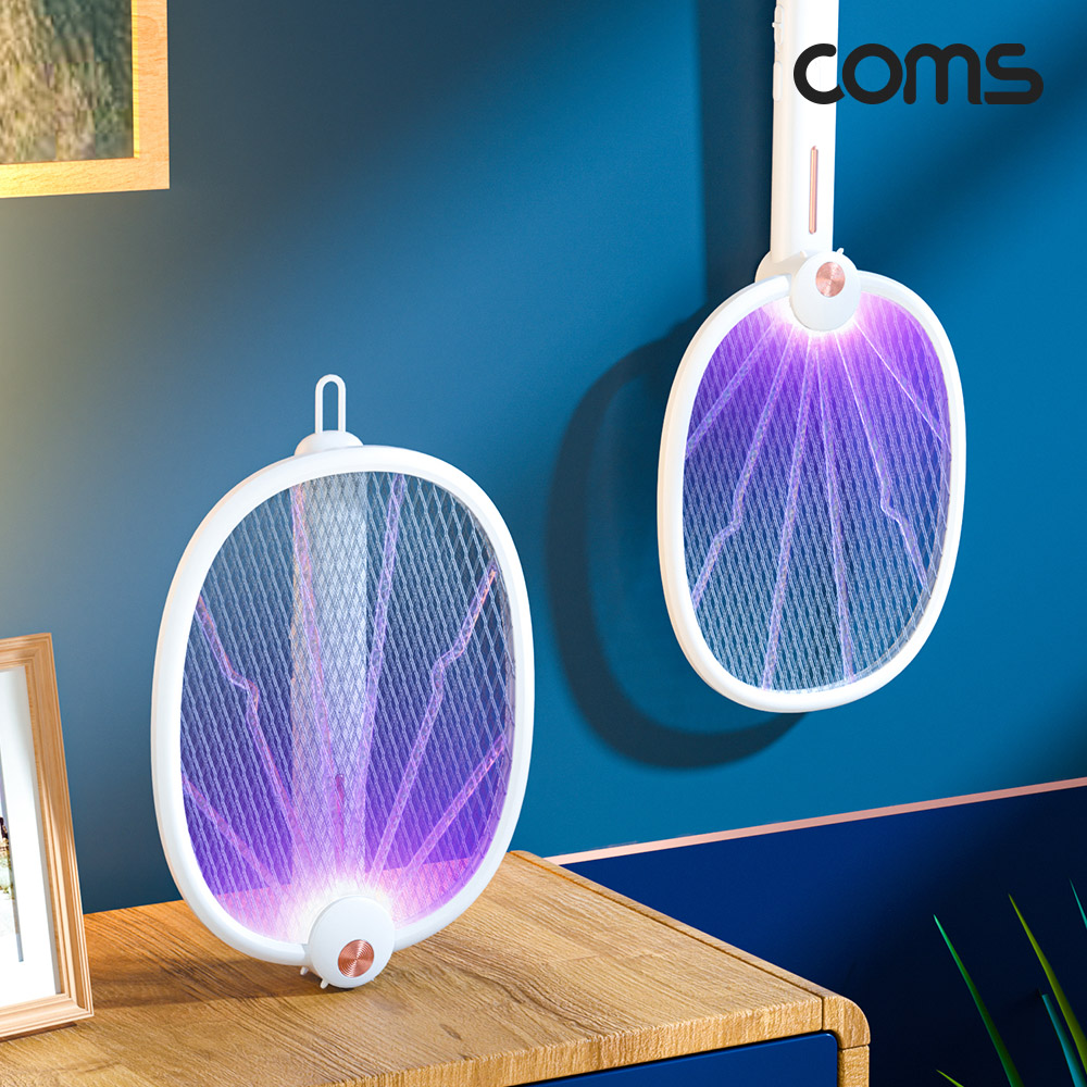 Coms 충전식 전기 모기채 해충 퇴치 전자 파리채 C타입 충전방식