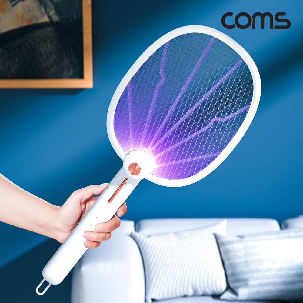 Coms 충전식 전기 모기채 해충 퇴치 전자 파리채 C타입 충전방식