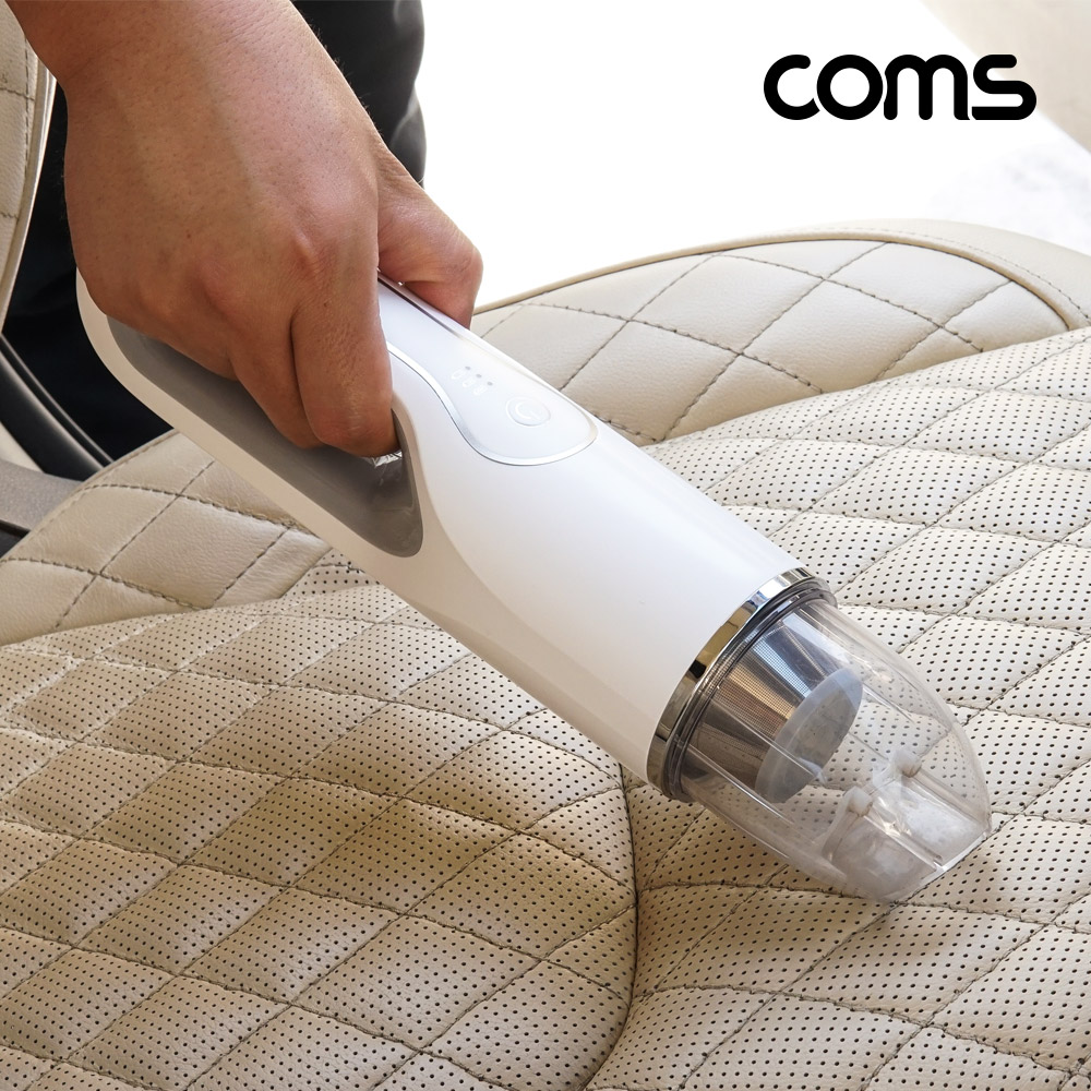 Coms 미니 핸디형 무선청소기 에어건, 120W 16000pa 9종노즐 C타입 충전 차량용
