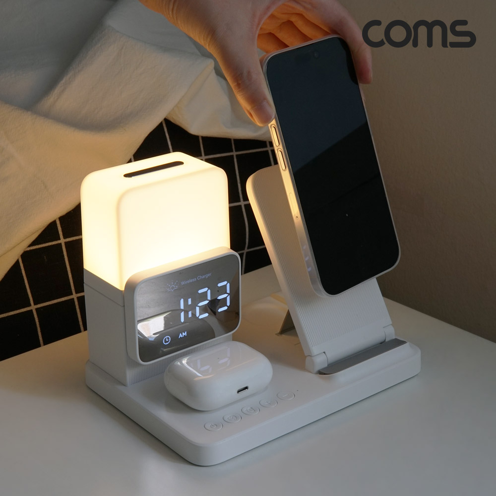 COMS 6in1 무드등 시계 무선 충전기 iOS워치용