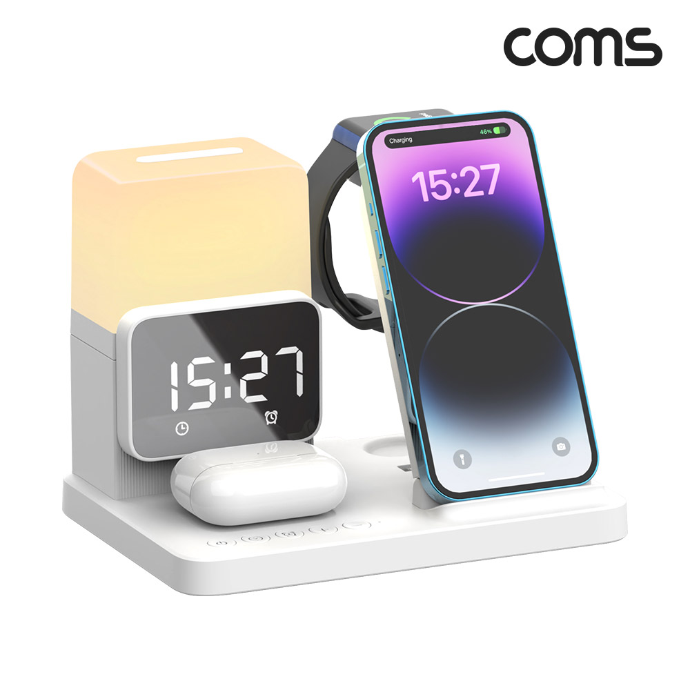 COMS 6in1 무드등 시계 무선 충전기 iOS워치용