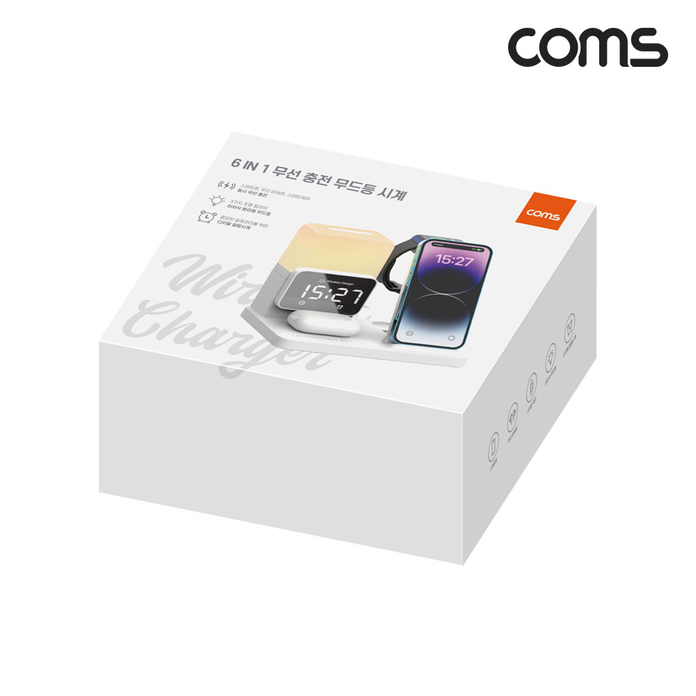 COMS 6in1 무드등 시계 무선 충전기 iOS워치용