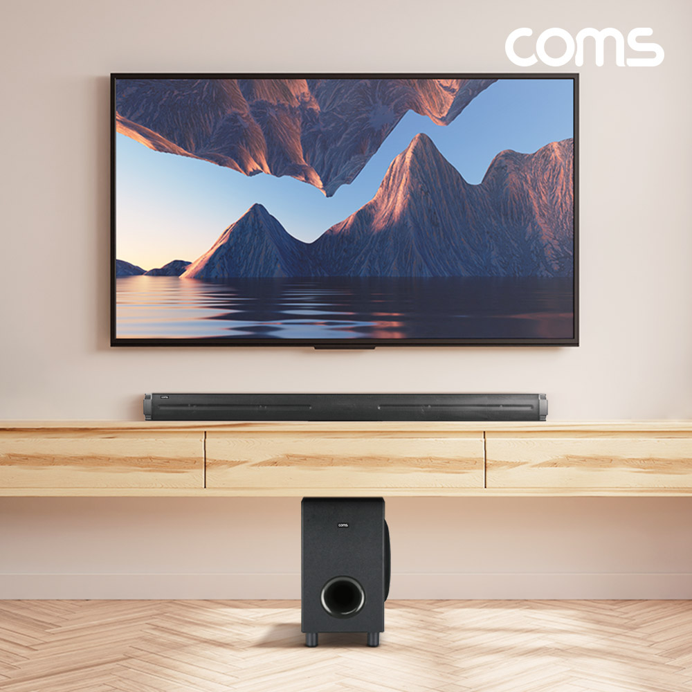 Coms 120W 고출력 사운드바 2.1ch 우퍼 홈시어터 블루투스