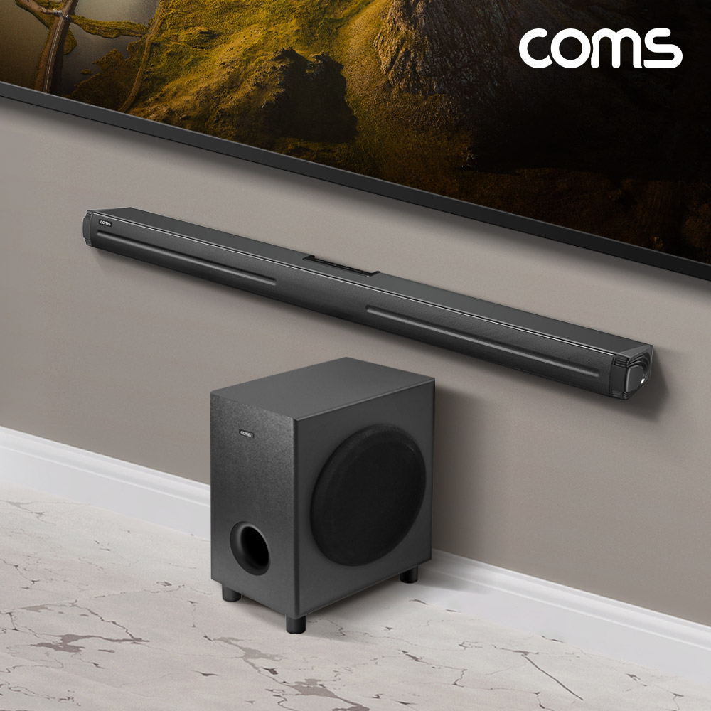 Coms 120W 고출력 사운드바 2.1ch 우퍼 홈시어터 블루투스