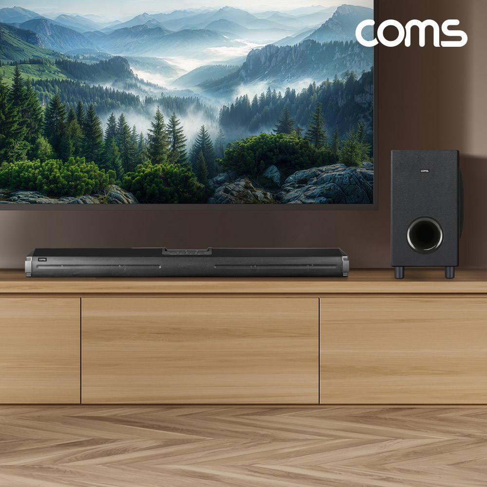 Coms 120W 고출력 사운드바 2.1ch 우퍼 홈시어터 블루투스
