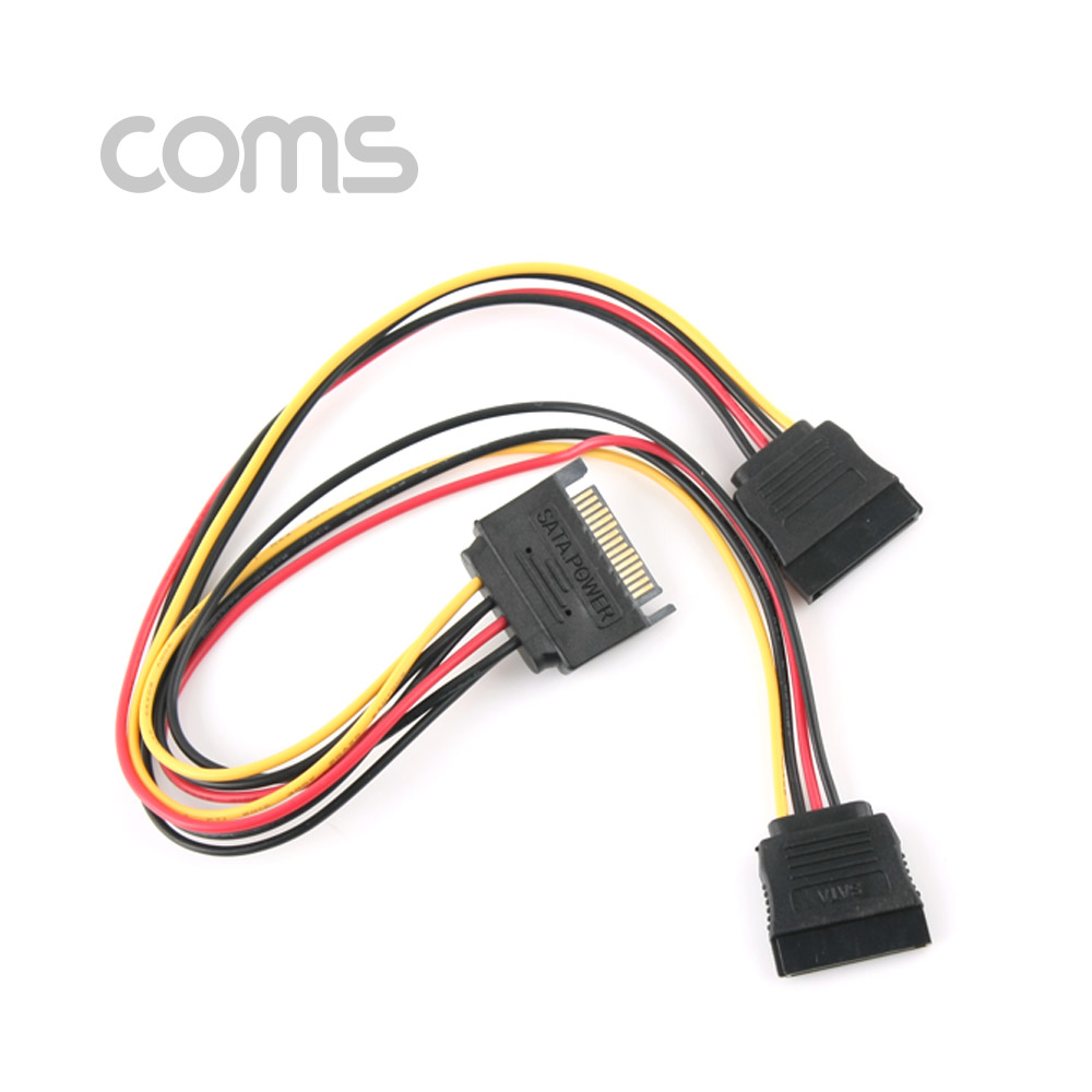 Coms SATA 전원 케이블, -자(Y형), SATA 15P(M) / SATA 15P(F) * 2