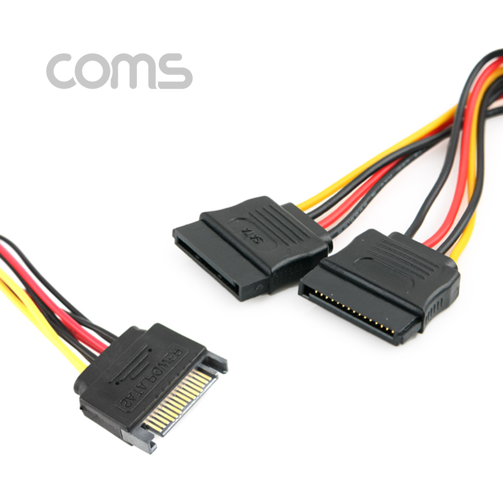 Coms SATA 전원 케이블, -자(Y형), SATA 15P(M) / SATA 15P(F) * 2