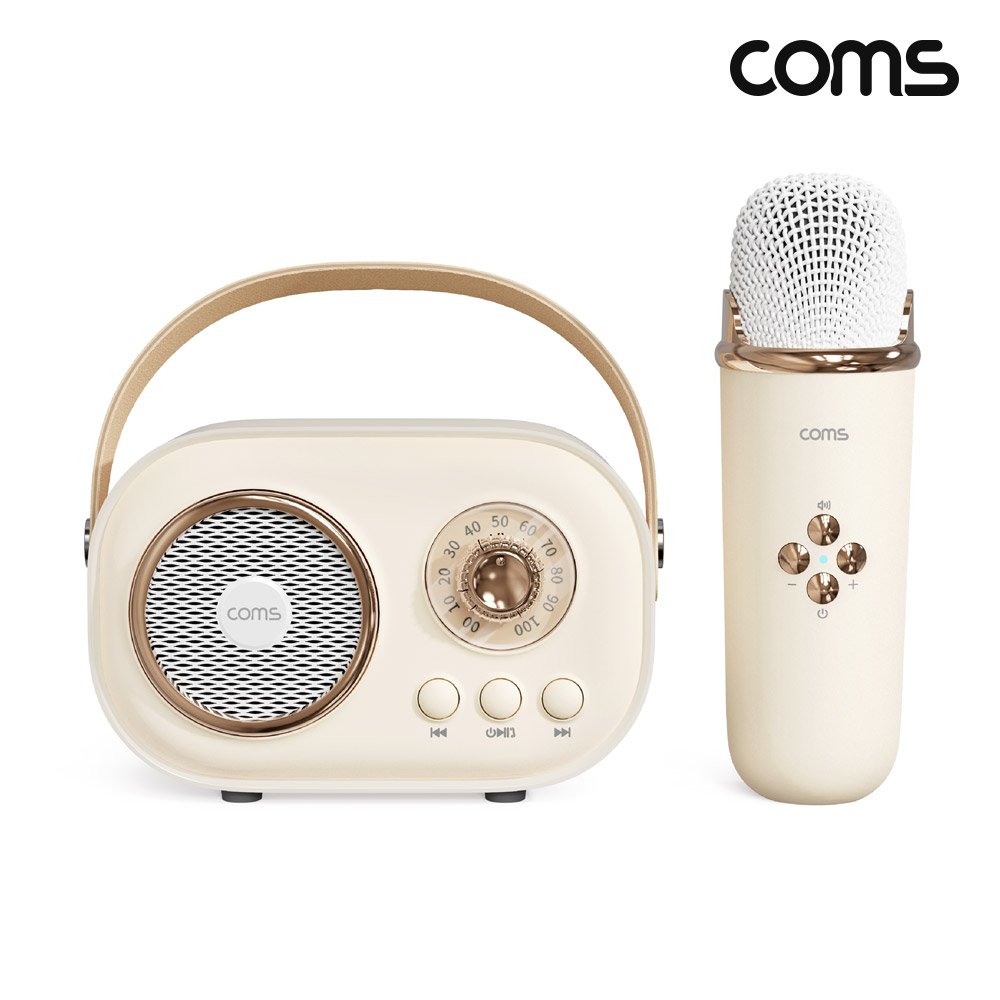Coms 미니 노래방 블루투스 스피커 마이크 휴대용 캠핑용