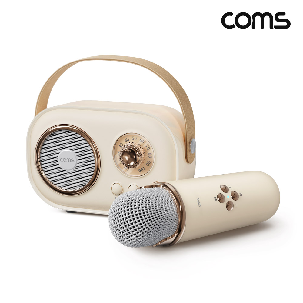 Coms 미니 노래방 블루투스 스피커 마이크 휴대용 캠핑용