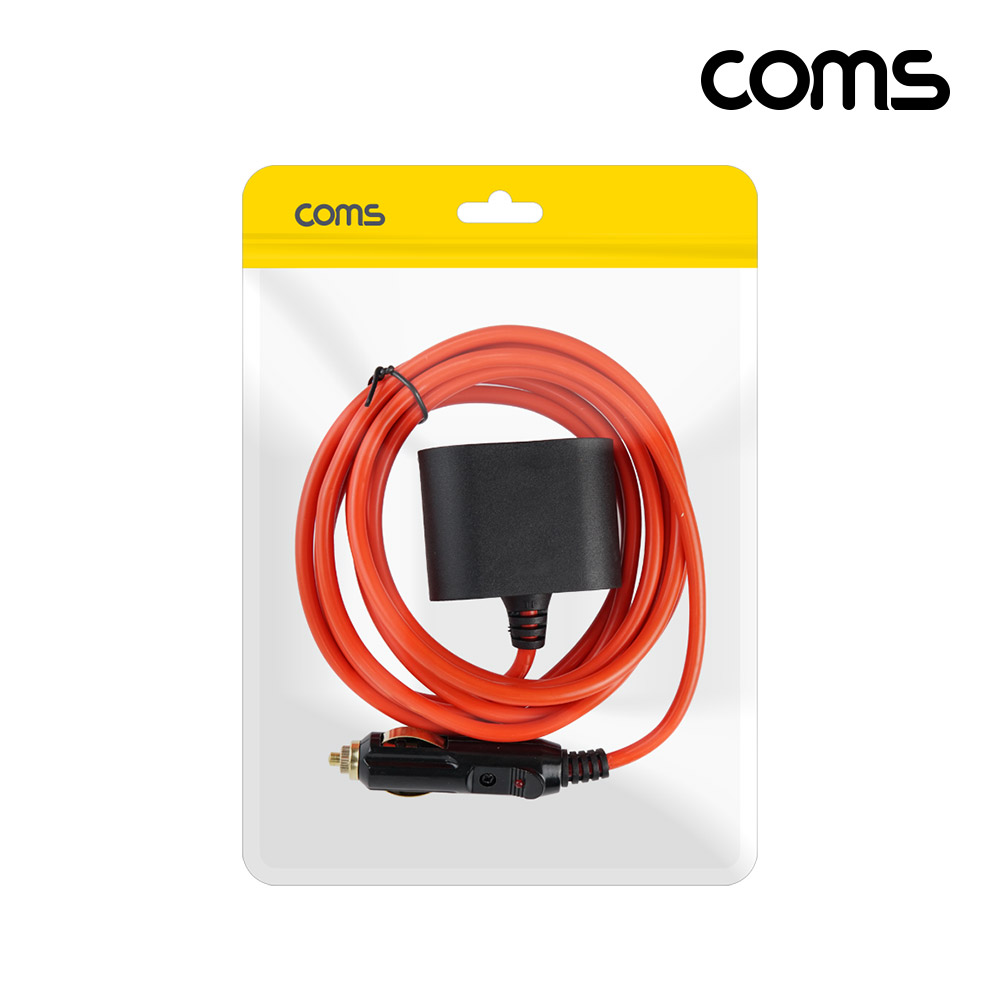 Coms 차량용 시가 Y형 분배기, 케이블, 2분배, 시가잭(시거잭), 3m