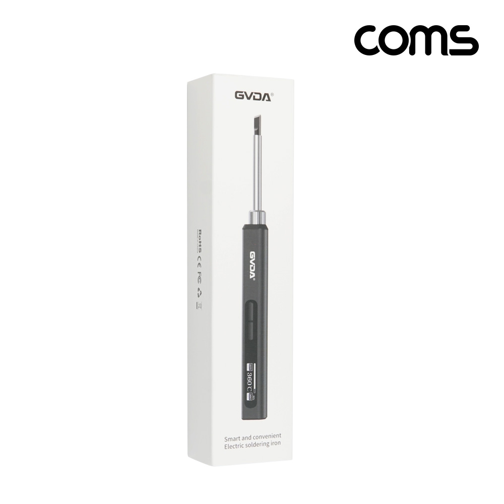 Coms 초고속 급속예열 C타입 납땜 인두기 USB-C 디스플레이 인두 땜질 휴대용 실내외 작업 온도조절