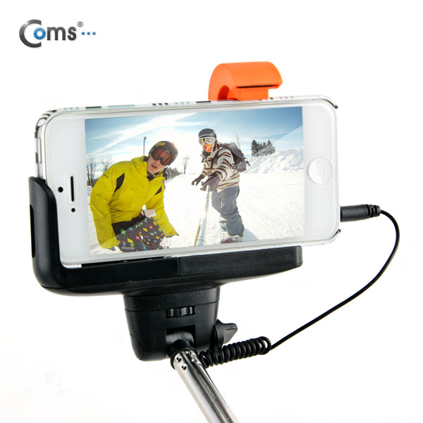 Coms 유선 리모콘 셀카봉,카메라 모노포드+가이드 포함, Pink