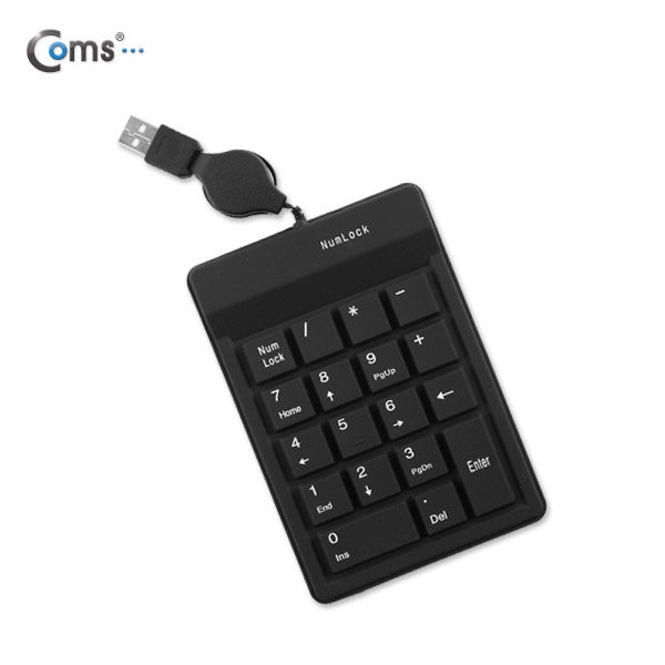 Coms 키패드 (USB 자동감김) 18 key 고무, 검정