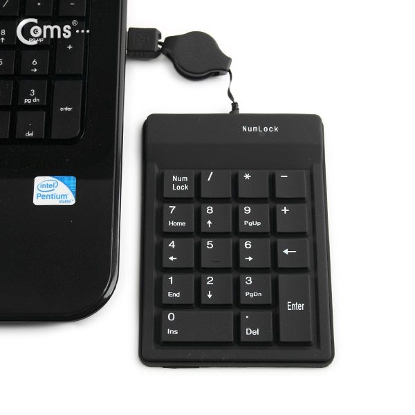 Coms 키패드 (USB 자동감김) 18 key 고무, 검정