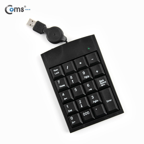 Coms 키패드 (USB 자동감김) 19 key, Black