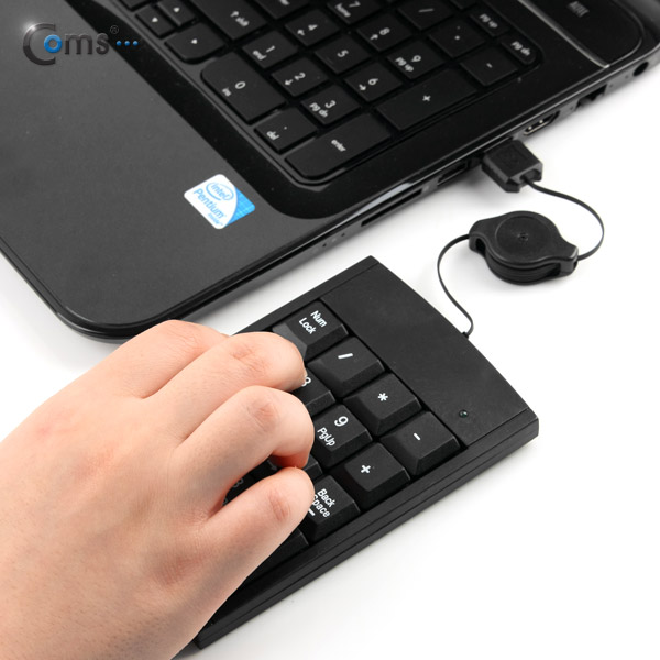 Coms 키패드 (USB 자동감김) 19 key, Black