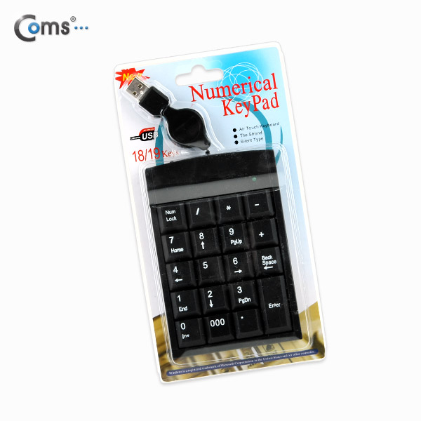 Coms 키패드 (USB 자동감김) 19 key, Black