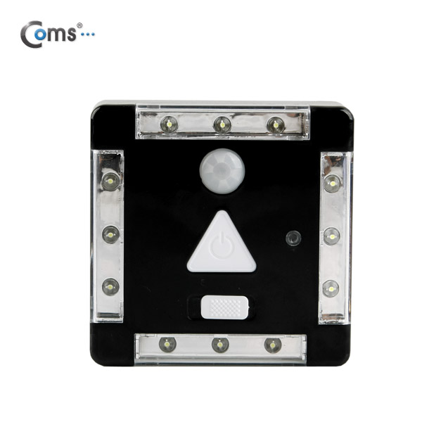 Coms 램프(센서등 감지형)12LED 자석내장,Black,수동/자동 점등선택스위치 AA*3