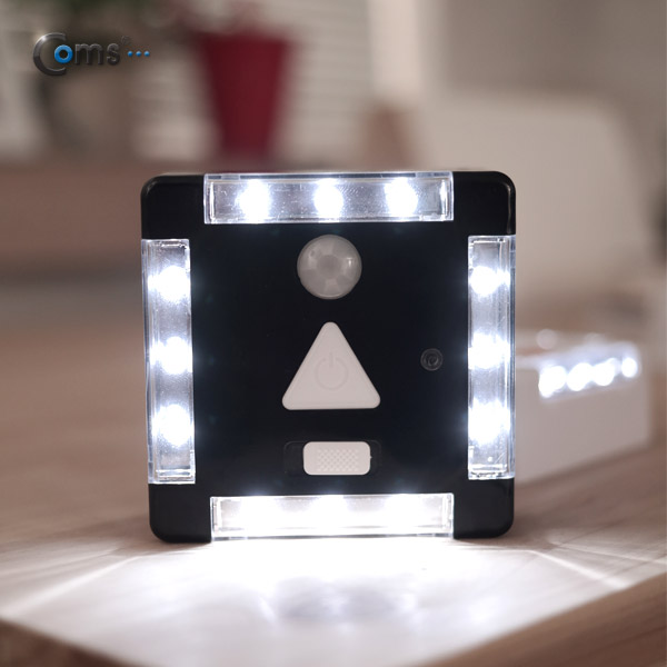 Coms 램프(센서등 감지형)12LED 자석내장,Black,수동/자동 점등선택스위치 AA*3