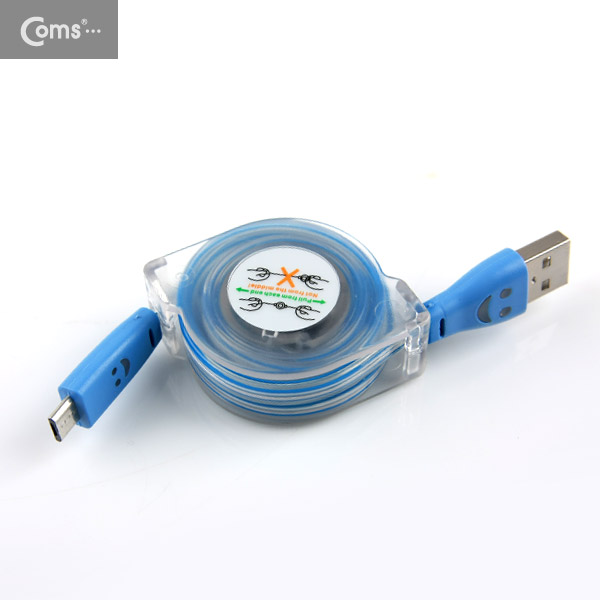 Coms USB/Micro USB(B) 케이블(LED/자동감김) 1M