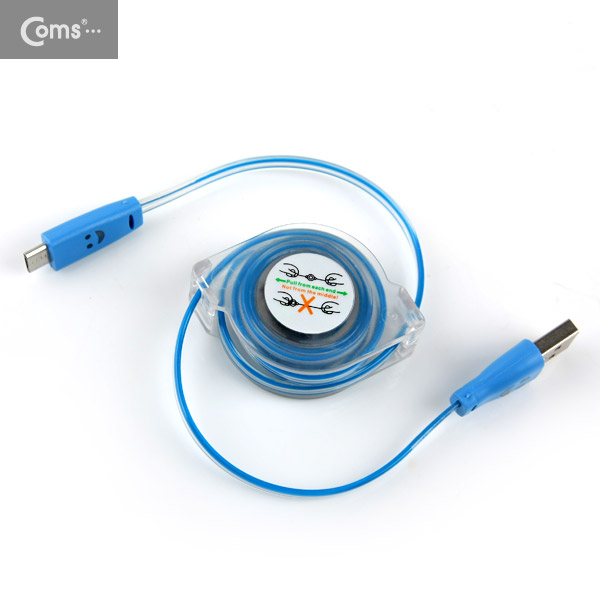 Coms USB/Micro USB(B) 케이블(LED/자동감김) 1M