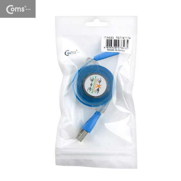 Coms USB/Micro USB(B) 케이블(LED/자동감김) 1M