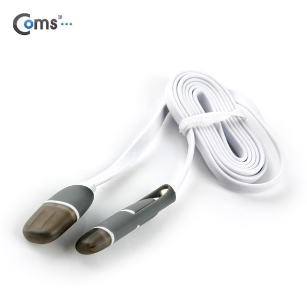 Coms IOS 8핀(8Pin) 케이블(2 in 1), 꼬리물기/White 1M