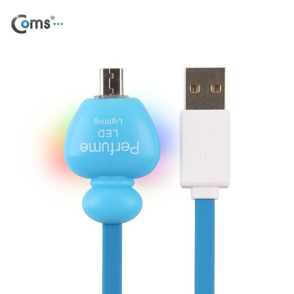Coms USB/Micro USB(B) 케이블(LED),향수병모양/Blue