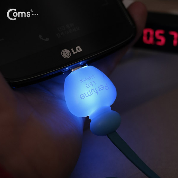 Coms USB/Micro USB(B) 케이블(LED),향수병모양/Blue