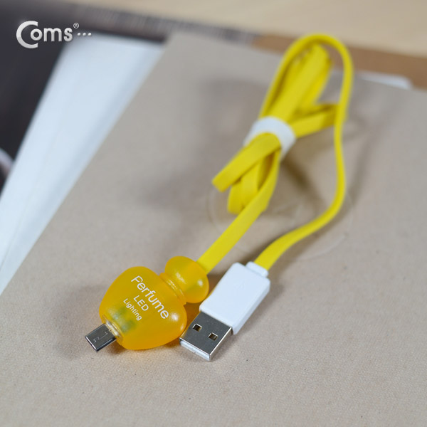 Coms USB/Micro USB(B) 케이블(LED),향수병모양/Yellow