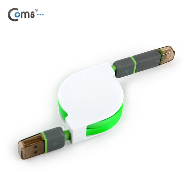 Coms 스마트폰 2in1 멀티 자동감김 케이블 Green (Micro 5Pin/5핀, 8Pin/8핀)