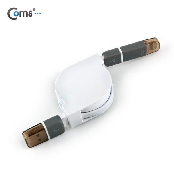 Coms 스마트폰 2in1 멀티자동감김케이블(Micro 5Pin (5핀)/8Pin)White/충전