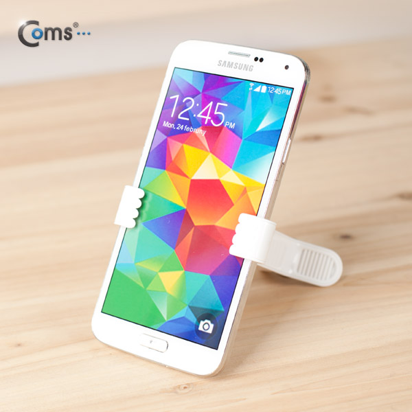 Coms 스마트폰 스탠드(집게형) White