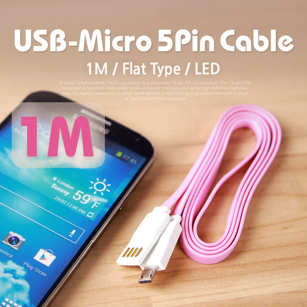 Coms USB/Micro USB(B) 케이블(LED) Dark Pink