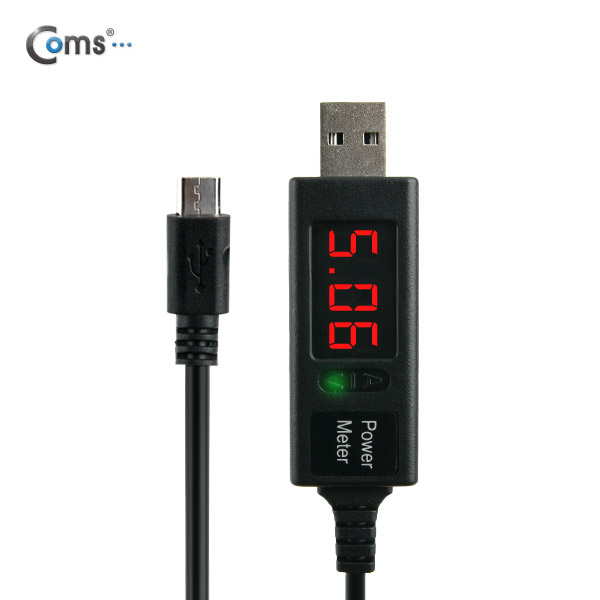 Coms USB 테스터기(전류/전압 측정) Micro USB 케이블 일체형 1M/테스트