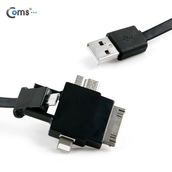 Coms 스마트폰 멀티 케이블(4 in 1), Black/충전