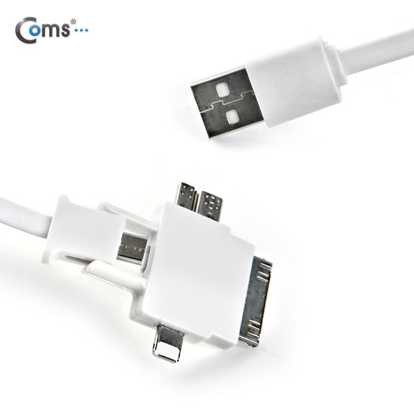 Coms 스마트폰 멀티 케이블(4 in 1), White/충전