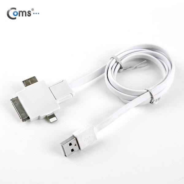 Coms 스마트폰 멀티 케이블(4 in 1), White/충전