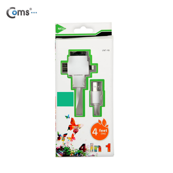 Coms 스마트폰 멀티 케이블(4 in 1), White/충전