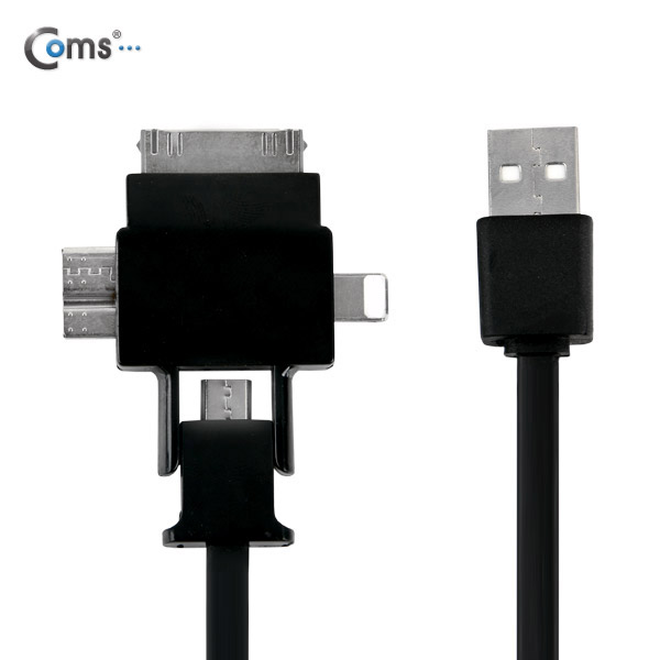 Coms 스마트폰 멀티 케이블(4 in 1), Black/충전