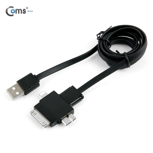 Coms 스마트폰 멀티 케이블(4 in 1), Black/충전