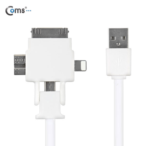Coms 스마트폰 멀티 케이블(4 in 1), White/충전